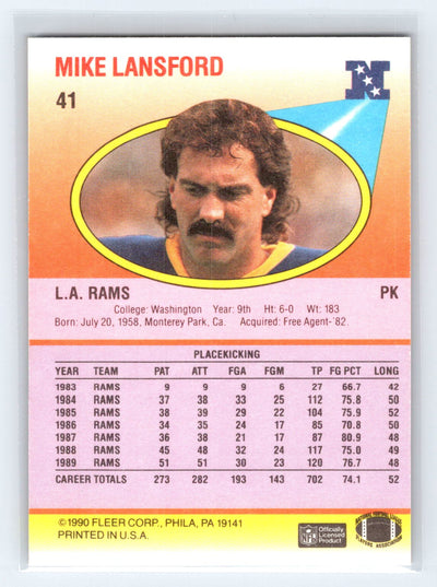 1990 Fleer #41 Mike Lansford