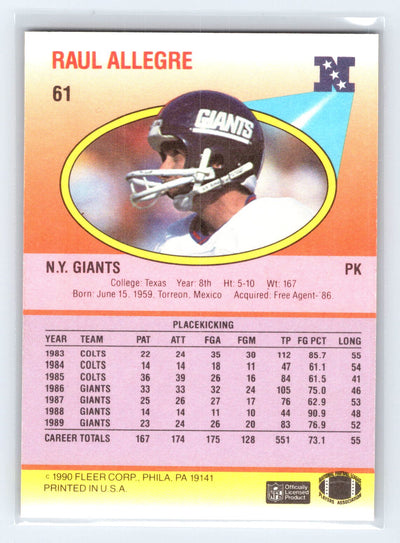 1990 Fleer #61 Raul Allegre