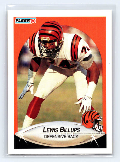 1990 Fleer #210b Lewis Billups Right edge of A in AFC logo aligned with blue