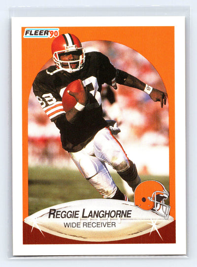 1990 Fleer #52b Reggie Langhorne Lower right star of AFC logo aligned with blue