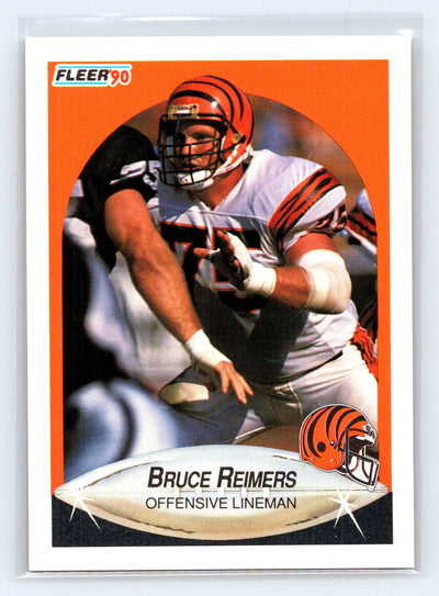 1990 Fleer #221a Bruce Reimers Lower right star of AFC logo aligned with blue