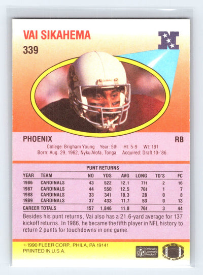 1990 Fleer #339 Vai Sikahema