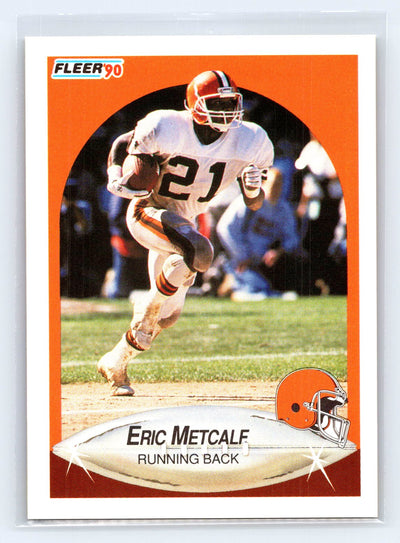 1990 Fleer #55b Eric Metcalf Right edge of A in AFC logo aligned with blue