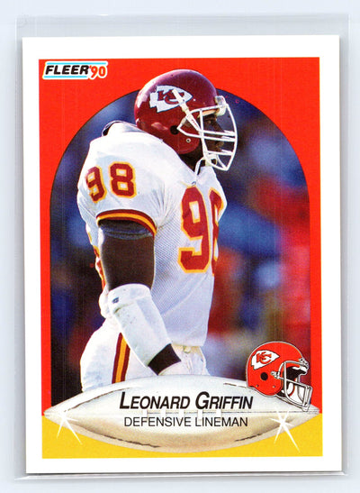 1990 Fleer #200b Leonard Griffin Right edge of A in AFC logo aligned with blue