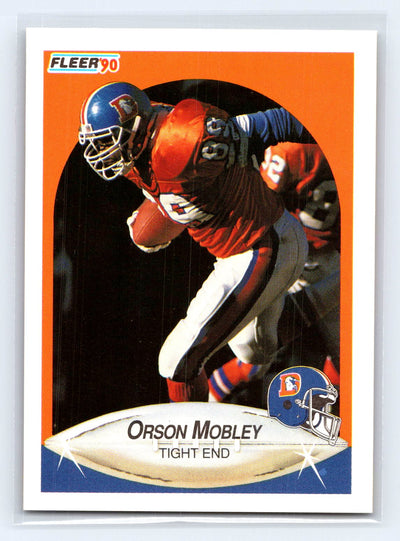 1990 Fleer #29b Orson Mobley Right edge of A in AFC logo aligned with blue