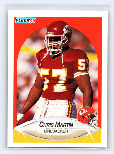 1990 Fleer #205b Chris Martin Right edge of A in AFC logo aligned with blue