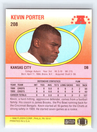 1990 Fleer #208b Kevin Porter Right edge of A in AFC logo aligned with blue