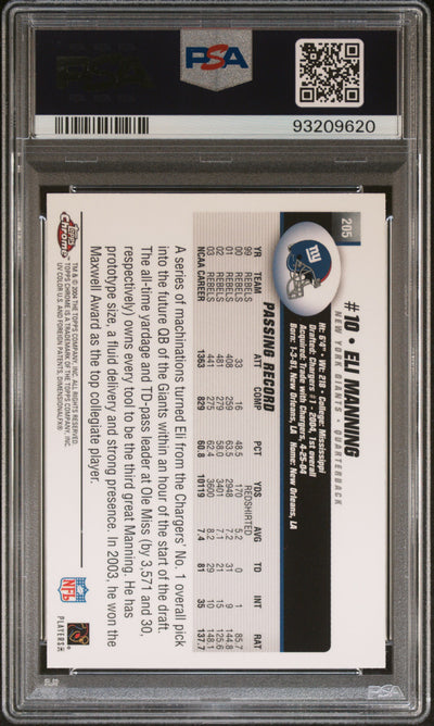 2004 Topps Chrome #205 Eli Manning PSA 9