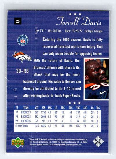 2000 SP Authentic #25 Terrell Davis