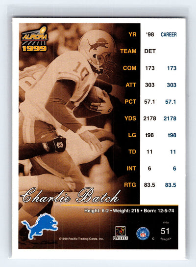 1999 Pacific Aurora #51 Charlie Batch