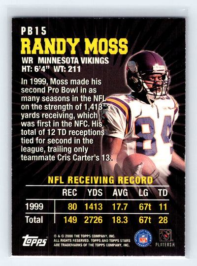 2000 Topps Stars #PB15 Randy Moss Pro Bowl Powerhouse