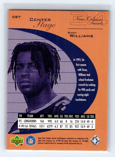 1999 Upper Deck Ovation #CS7 Ricky Williams Center Stage