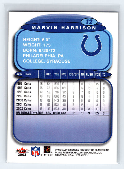 2003 Ultra #12 Marvin Harrison