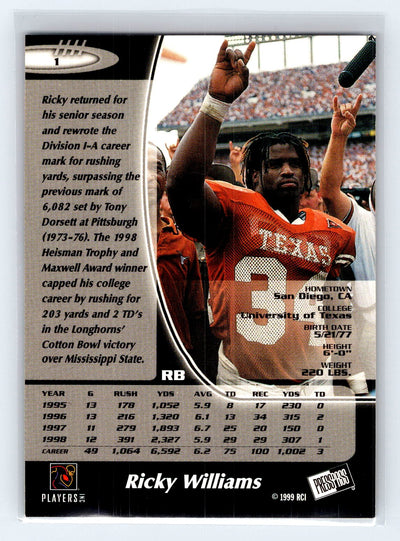 1999 Press Pass #1 Ricky Williams Paydirt Silver