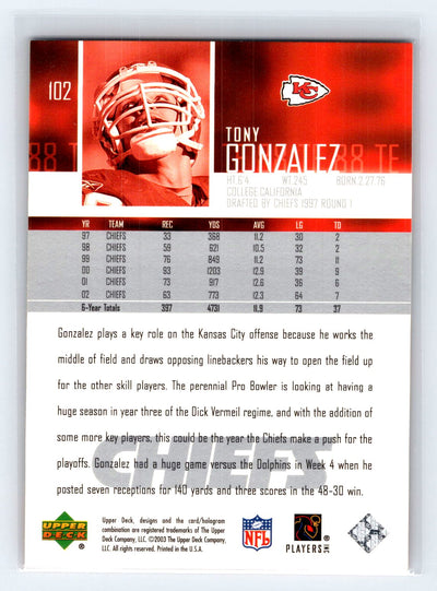 2003 Upper Deck #102 Tony Gonzalez