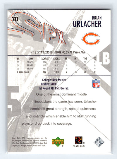 2003 SPx #70 Brian Urlacher