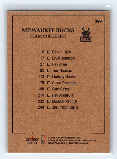 2000-01 Fleer Tradition #299 Milwaukee Bucks