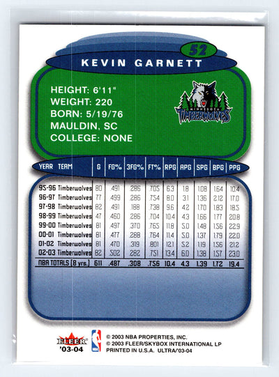 2003-04 Ultra #52 Kevin Garnett