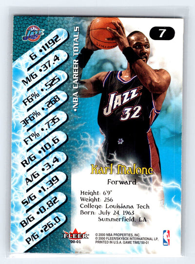 2000-01 Fleer Game Time #7 Karl Malone