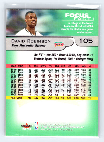 2000-01 Fleer Focus #105 David Robinson