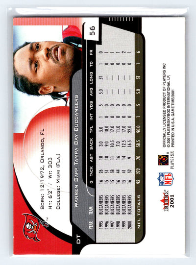 2001 Fleer Game Time #56 Warren Sapp Extra