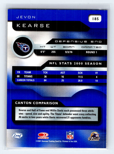 2001 Quantum Leaf #185 Jevon Kearse