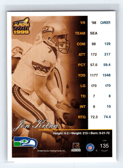 1999 Pacific Aurora #135 Jon Kitna Pinstripes