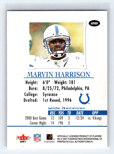 2001 Fleer Authority #26 Marvin Harrison