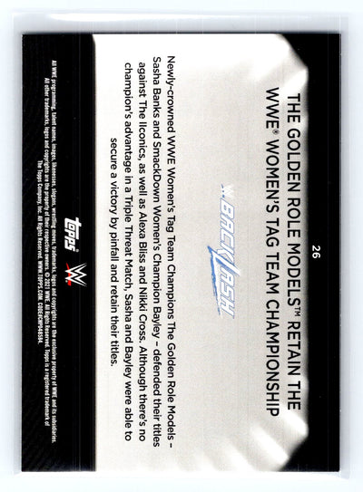 2021 Topps WWE Women's Division #26 The Golden Role Models Retain the WWE Women's Tag Team Championship Rainbow Foil