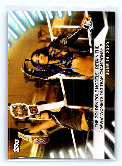 2021 Topps WWE Women's Division #26 The Golden Role Models Retain the WWE Women's Tag Team Championship Rainbow Foil