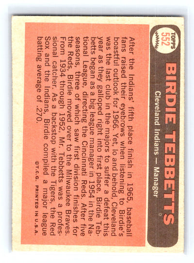 1966 Topps #552 Birdie Tebbetts