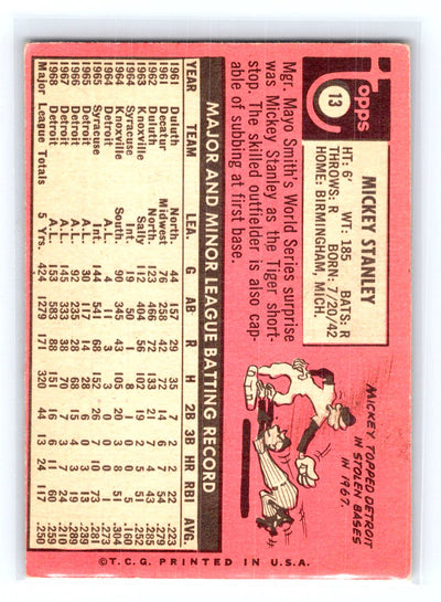 1969 Topps #13 Mickey Stanley