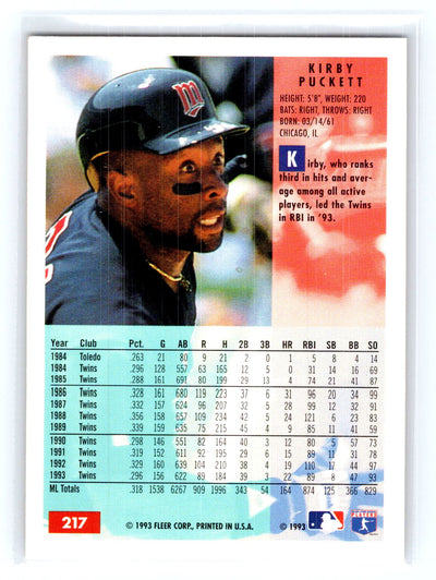 1994 Fleer #217 Kirby Puckett