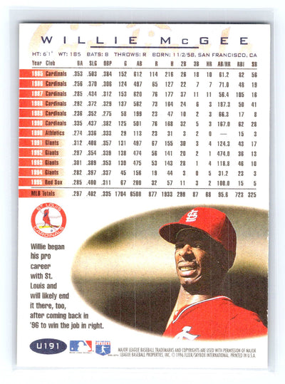 1996 Fleer Update #U191 Willie McGee