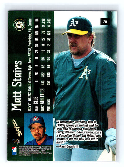 1998 SkyBox Dugout Axcess #76 Matt Stairs