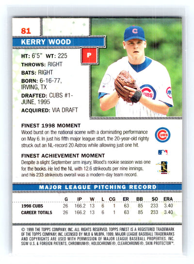 1999 Finest #81 Kerry Wood