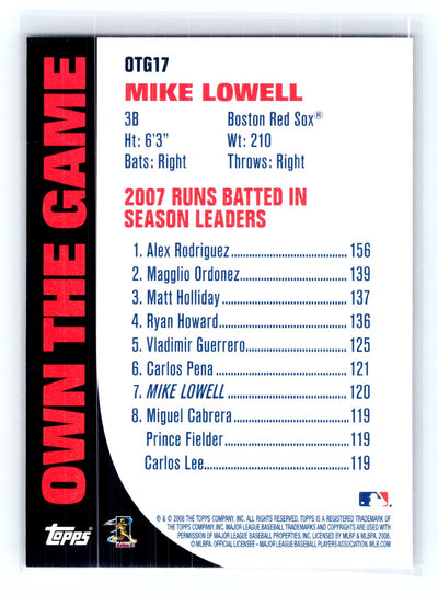 2008 Topps #OTG17 Mike Lowell Own the Game