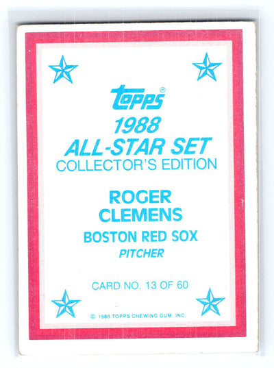 1988 Topps #13 Roger Clemens 1988 All-Star Set Collector's Edition (Glossy Send-Ins)