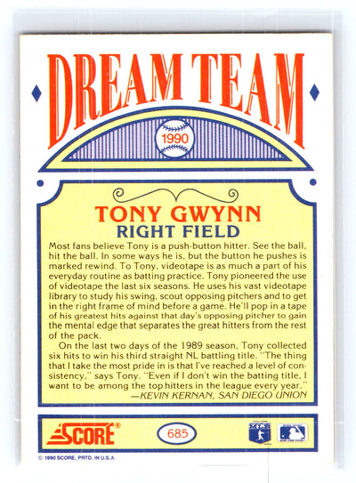 1990 Score #685 Tony Gwynn