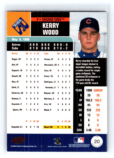 1999 Pacific Private Stock #20 Kerry Wood