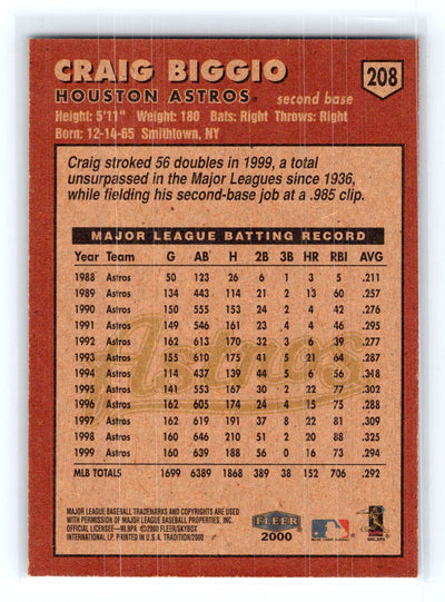 2000 Fleer Tradition #208 Craig Biggio