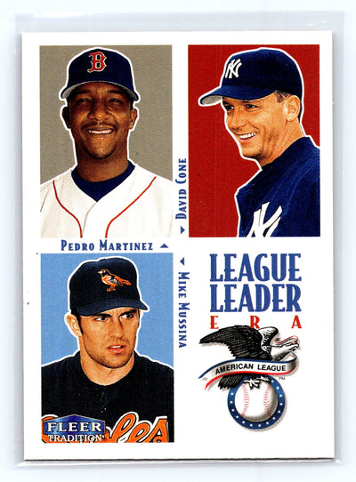 2000 Fleer Tradition #9 AL ERA (Pedro Martinez / David Cone / Mike Mussina) LL