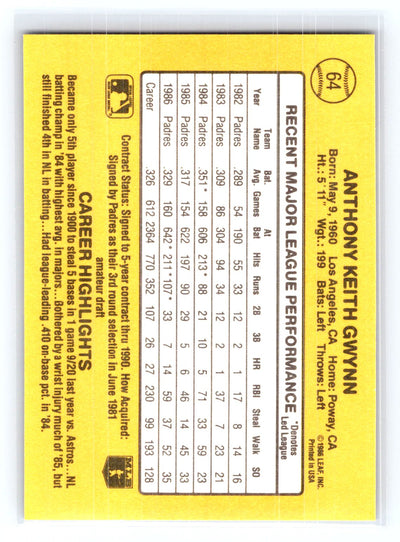 1987 Donruss #64 Tony Gwynn