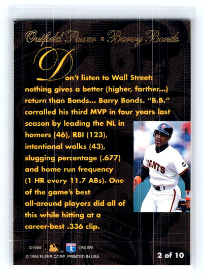 1994 Flair #2 Barry Bonds Outfield Power