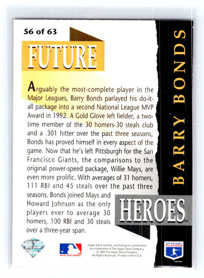 1993 Upper Deck #56 Barry Bonds Future Heroes