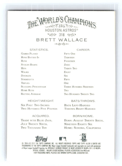 2011 Topps Allen & Ginter #318 Brett Wallace