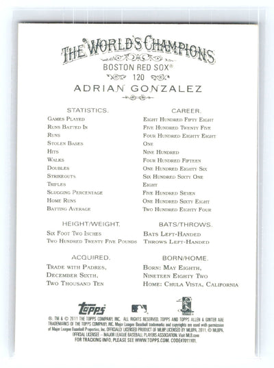 2011 Topps Allen & Ginter #120 Adrian Gonzalez