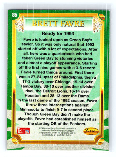 1994 Ted Williams Roger Staubach's NFL #85 Brett Favre