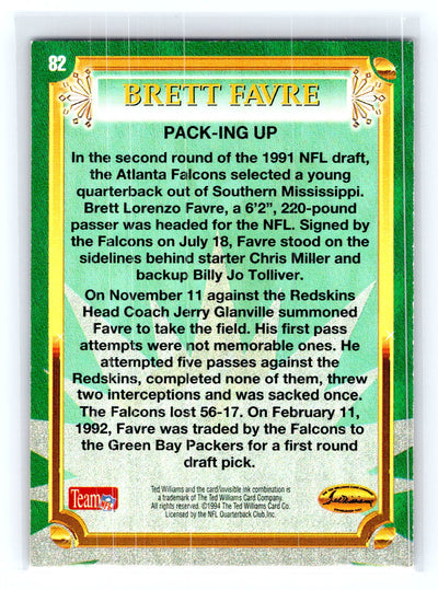 1994 Ted Williams Roger Staubach's NFL #82 Brett Favre