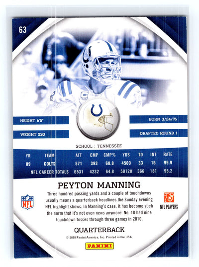 2010 Panini Gridiron Gear #63 Peyton Manning